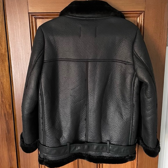 Zara double faced aviator faux leather coat- SIZE S - Picture 6 of 7